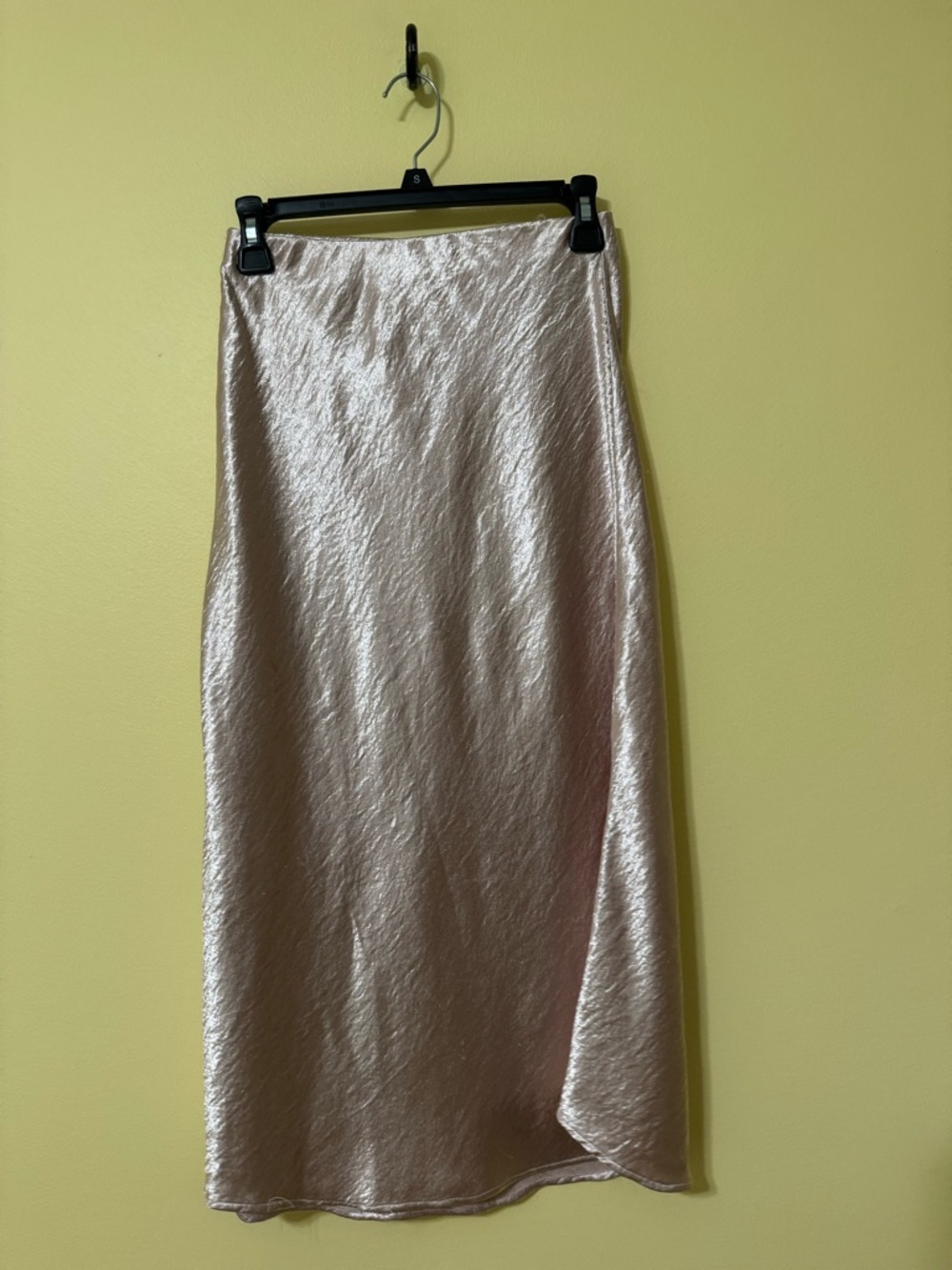 SO Satin Midi Slip Skirt in Blush Pink